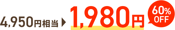 4,950円相当 1,980円 60%OFF