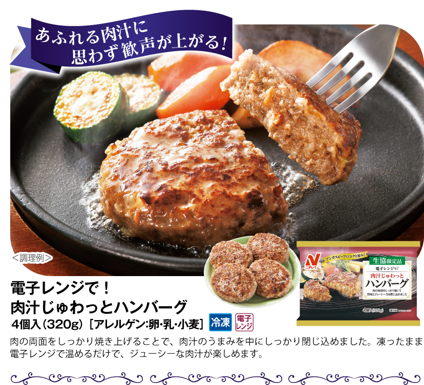 電子レンジで！肉汁じゅわっとハンバーグ