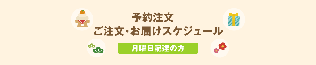 予約注文　ご注文・お届けスケジュール【月曜日　配達の方】
